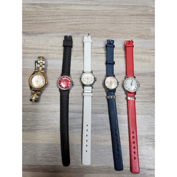 Lot Of 5 Timex Ladies Watches, - All Mechanical Wind - All RUNNING